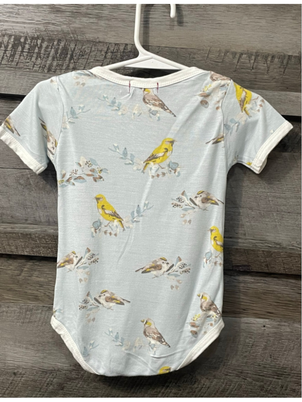 Baby Milkbarn blue Bird Print super soft bamboo Bodysuit 6-12 Months - Picture 2 of 7
